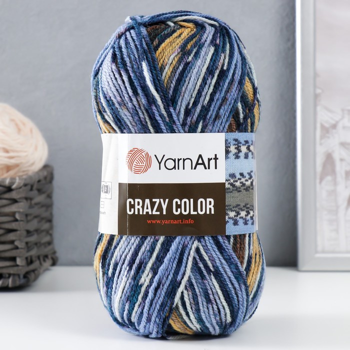 Пряжа для вязания спицами, крючком YarnArt, Crazy color, 25% шерсть, 75% акрил, 260 м/100 г, (182)