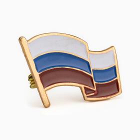 Значок «Флаг России», 2?3.5 см, цветной в золоте