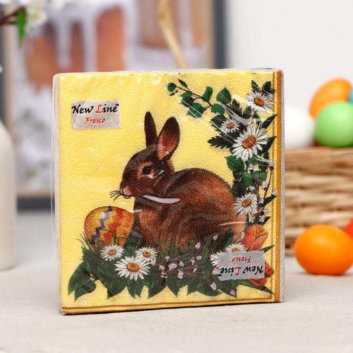 Пасхальные салфетки бумажные New Line Fresco «Пасхальный кролик», 2 слоя, 33х33 см, 20 шт