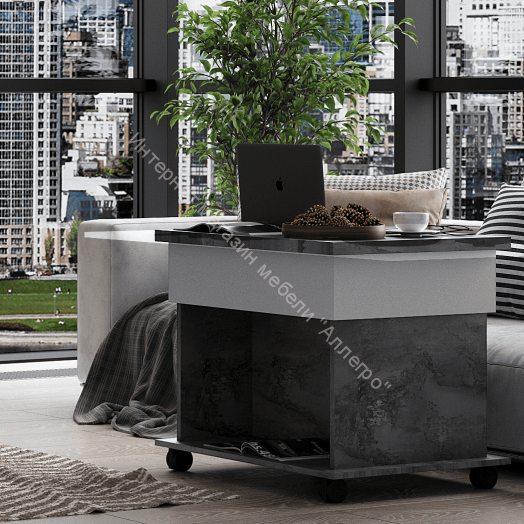 Стол журнальный раскладной "Моника" Айрон Рок/Белый лофт