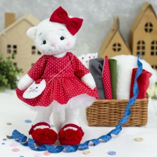 Набор для марафона "Влюбленные котики" (Белая кошечка в красном) mrf