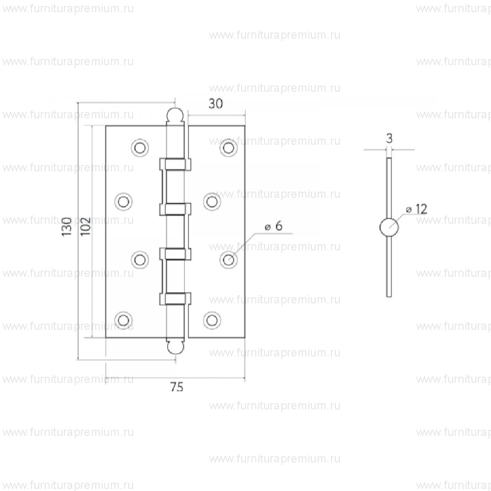 Петля дверная универсальная Fratelli Cattini CR102