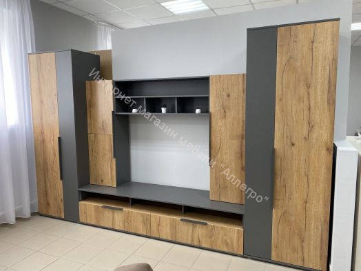 Тумба ТВ "Моника" 2000  Дуб золотистый/Тёмно серый