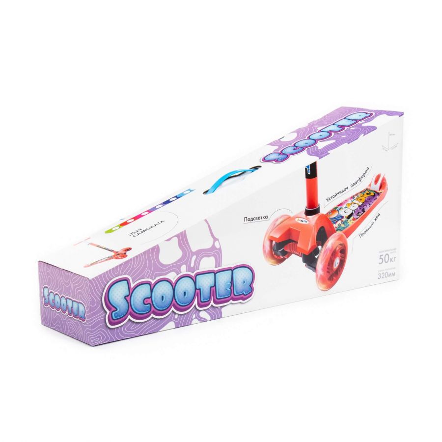 0072 Детский самокат (с наклейкой V1) (голубой) (в коробке)