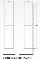 Шкаф подвесной, с двумя распашными дверцами, правосторонний BelBagno AURORA-1600-2A-SC-PB-P-R схема 2