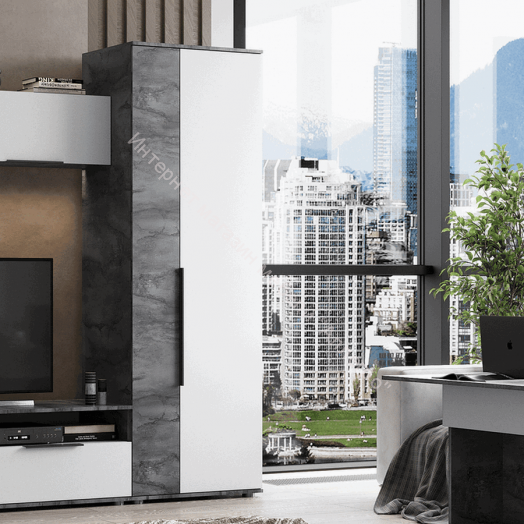 Шкаф 2-ств для одежды "Моника" Белый Лофт/Айрон Рок