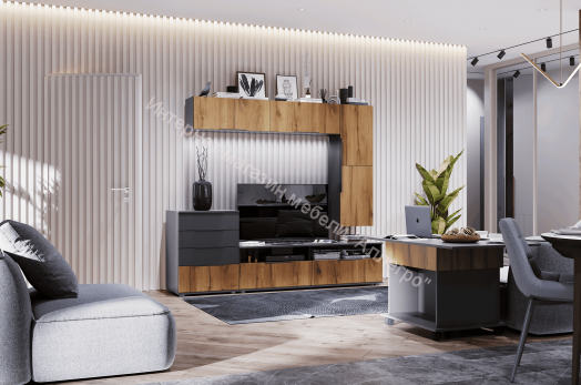 Пенал 2-ств "Моника" Дуб золотистый/Тёмно серый