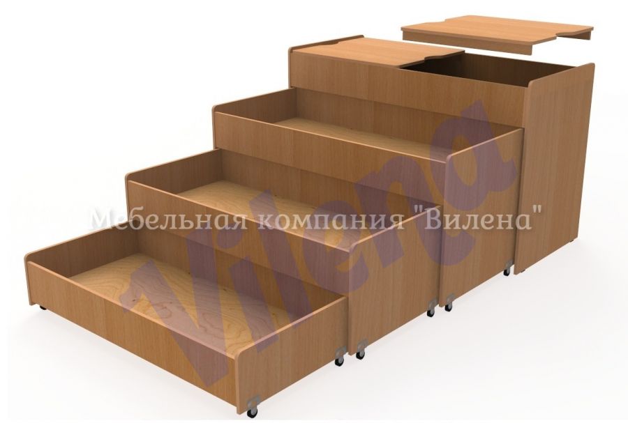 Кровать 4-ярусная без тумбы с двумя крышками