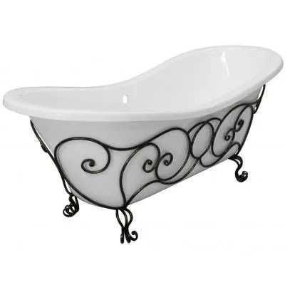 Изображение Классическая мраморная ванна на кованой подставке Эстет Бостон 180x74 см ФР-00000624