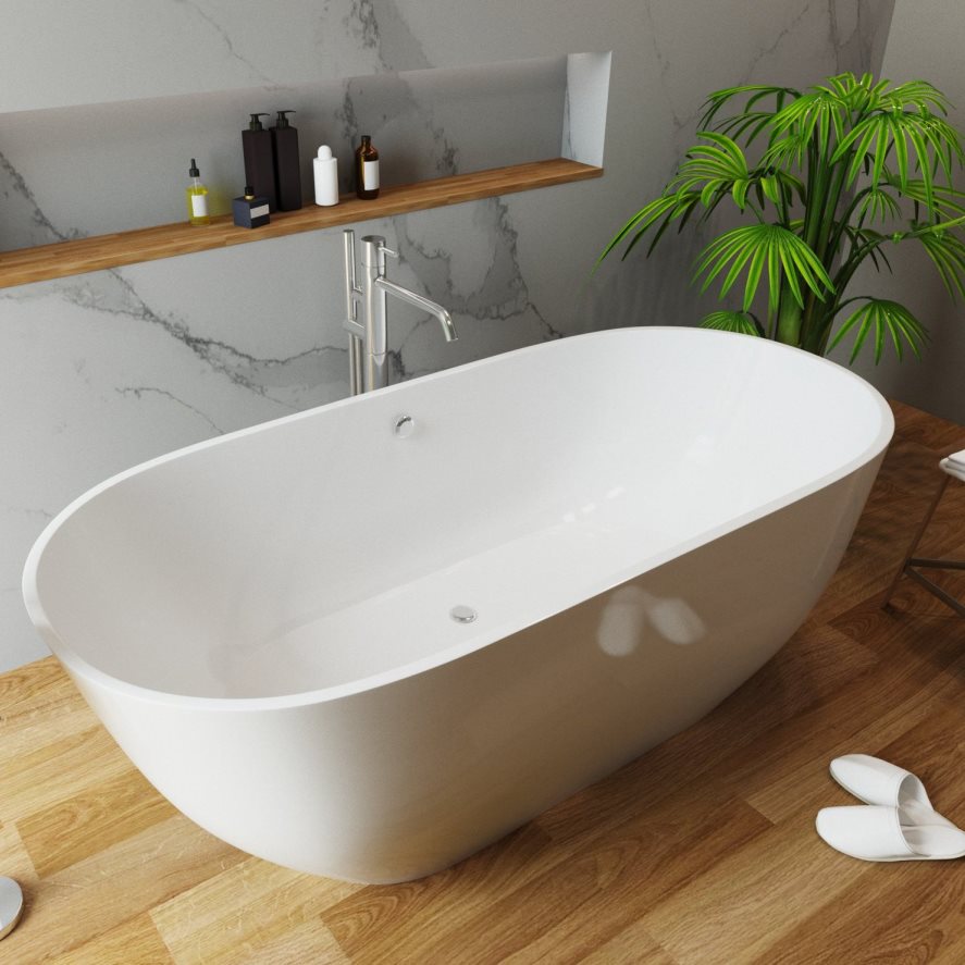 Изображение Отдельностоящая ванна из литьевого мрамора Эстет Майами 180x80 см ФР-00006013