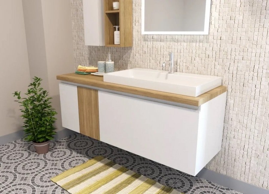 Подвесная тумба с раковиной Эстет Malibu 140 ФР-00007127 ФОТО