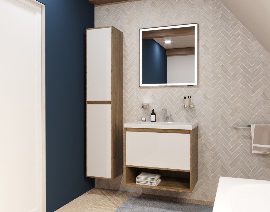 Подвесной шкаф-пенал Эстет Monaco Wood 35 ФР-00010689 ФОТО