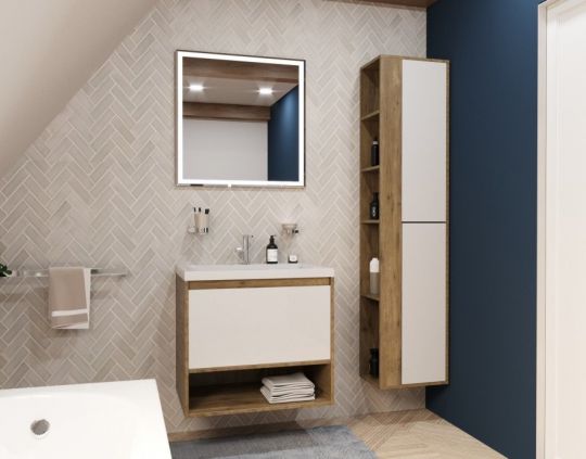 Подвесной шкаф-пенал Эстет Monaco Wood 35 ФР-00010687 схема 2