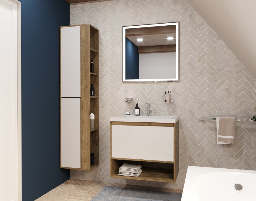 Подвесной шкаф-пенал Эстет Monaco Wood 35 ФР-00010687 ФОТО