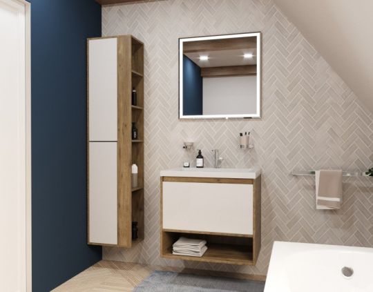 Подвесной шкаф-пенал Эстет Monaco Wood 35 ФР-00010687 схема 5