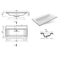 Тумба с раковиной Эстет Рава 90 см  900-1070x505 мм Рава 90 2 ящ бр схема 3