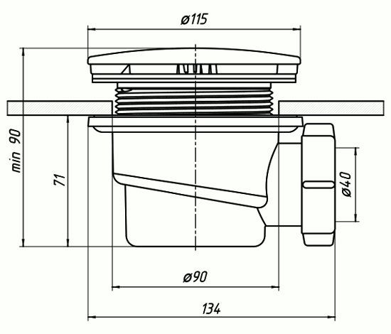 Сифон к душевому поддону "АНИ пласт" d=90 ФР-00001244 ФОТО
