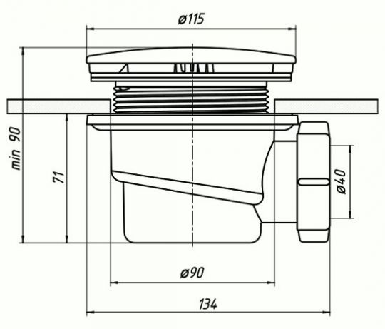 Сифон к душевому поддону "АНИ пласт" d=90 ФР-00001244 схема 2