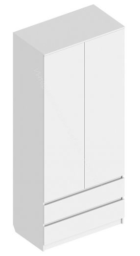 Шкаф 2-ств. с 2 ящиками "Бьянко" Белый лофт
