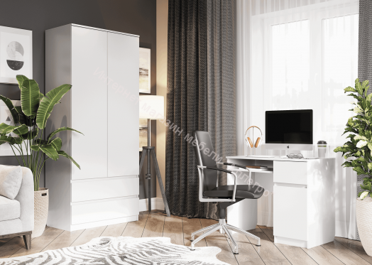 Шкаф 2-ств. с 2 ящиками "Бьянко" Белый лофт