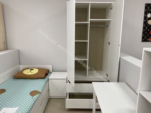 Шкаф 2-ств. с 2 ящиками "Бьянко" Белый лофт