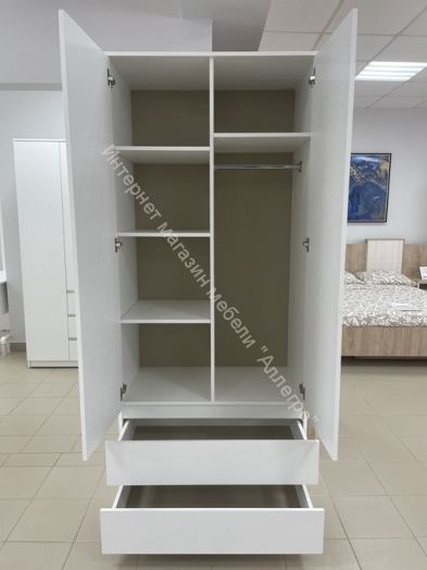 Шкаф 2-ств. с 2 ящиками "Бьянко" Белый лофт