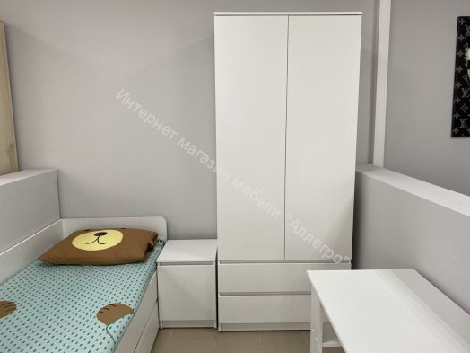 Шкаф 2-ств. с 2 ящиками "Бьянко" Белый лофт