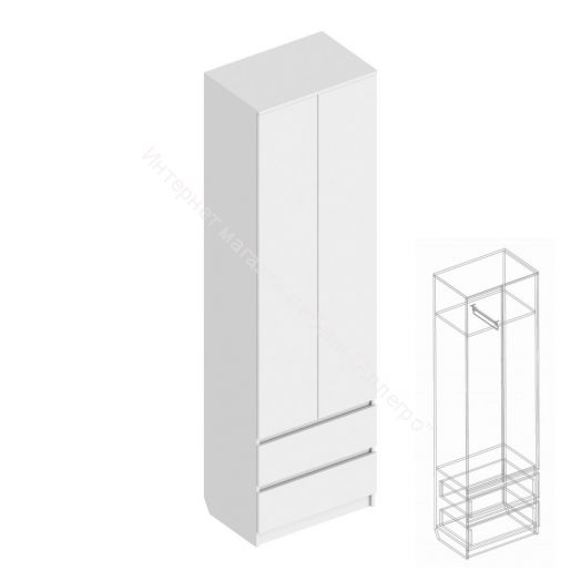 Шкаф 2-ств. с 2 ящиками и вешалкой "Бьянко" Белый лофт