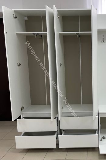 Шкаф 2-ств. с 2 ящиками и вешалкой "Бьянко" Белый лофт