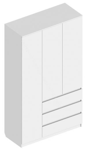 Шкаф 3-ств. с 3 ящиками "Бьянко" Белый лофт