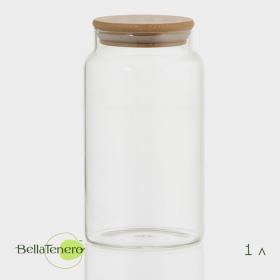 Банка стеклянная для хранения сыпучих продуктов Bella Tenero «Эко», 1 л, 9,5?18 см, с бамбуковой крышкой