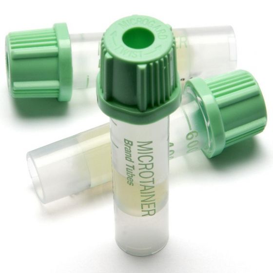 Микропробирки без капилляра для взятия капиллярной крови для плазмы, натрий гепарин, 10х45 мм, 0,2 мл