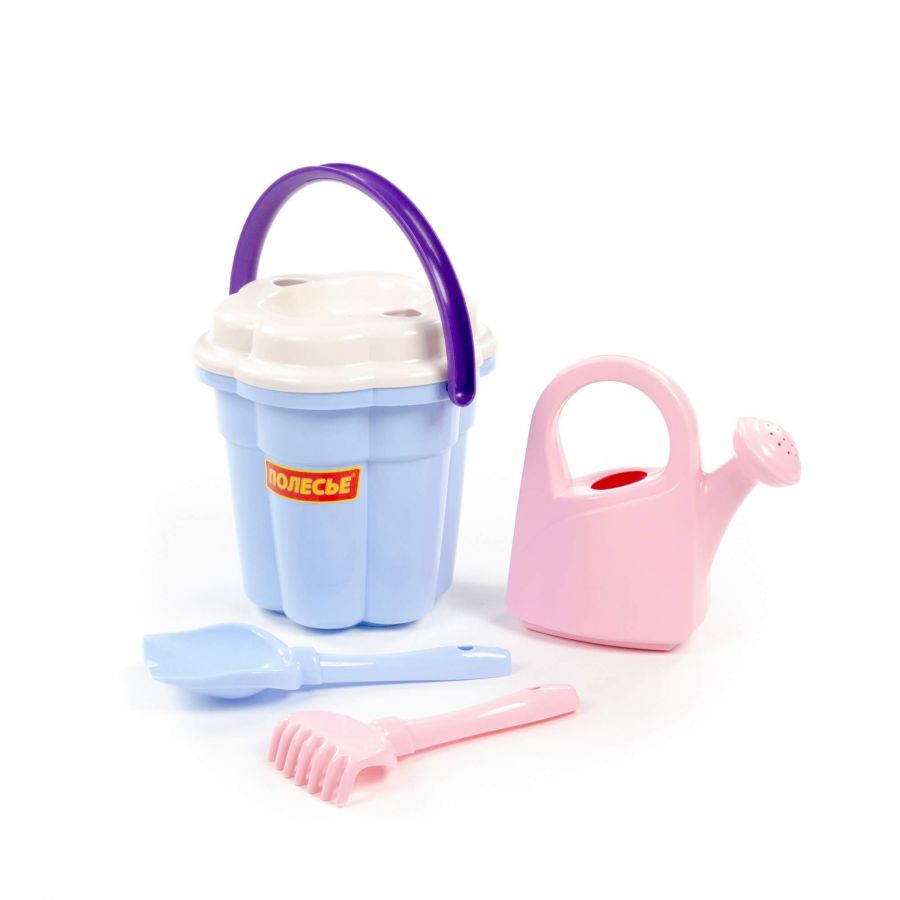 Набор №655 сафари: ведро-цветок большое, ситечко-цветок большое, лопатка №5, грабельки №5, лейка большая