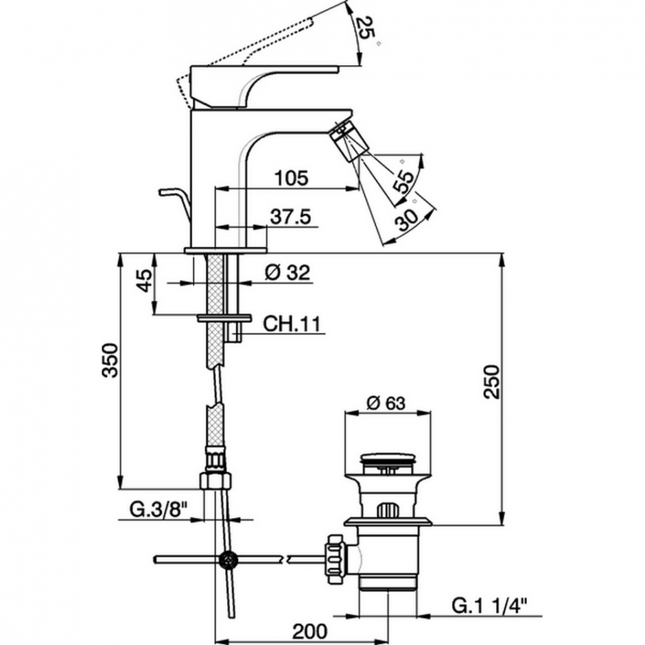 Смеситель для биде Cisal Cubic CU000551/CU000561 ФОТО