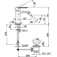 Смеситель для биде Cisal Lineaviva LV000550/LV000560 схема 2