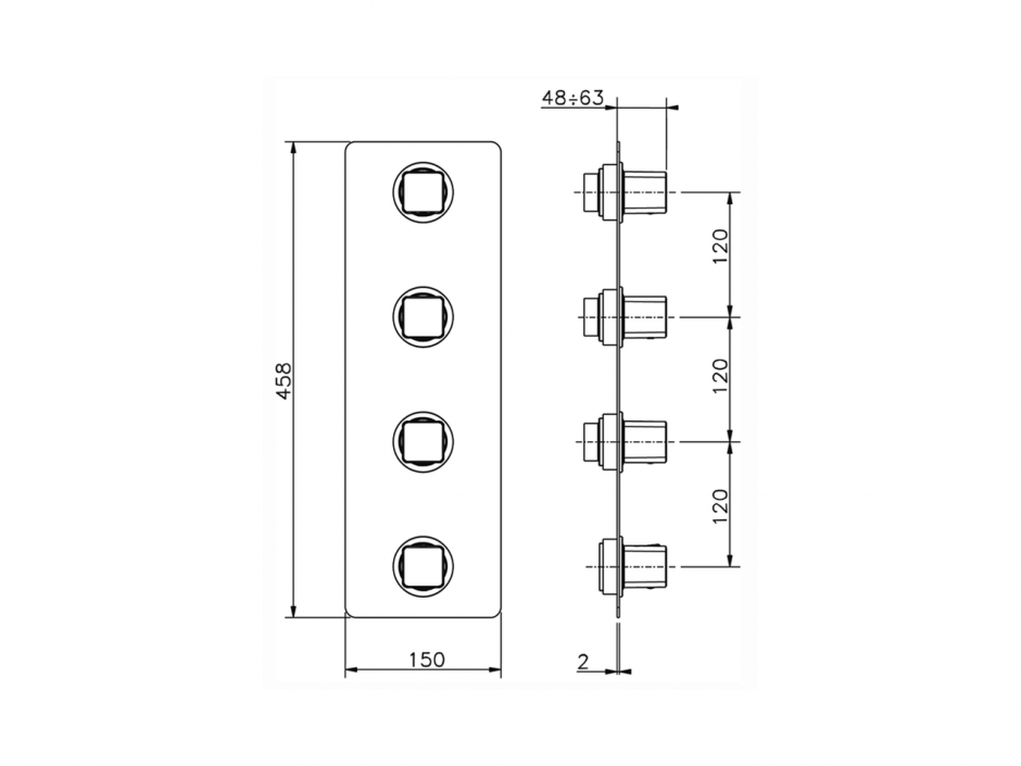 Смеситель для ванны и душа Cisal Cubic CU01V300 ФОТО