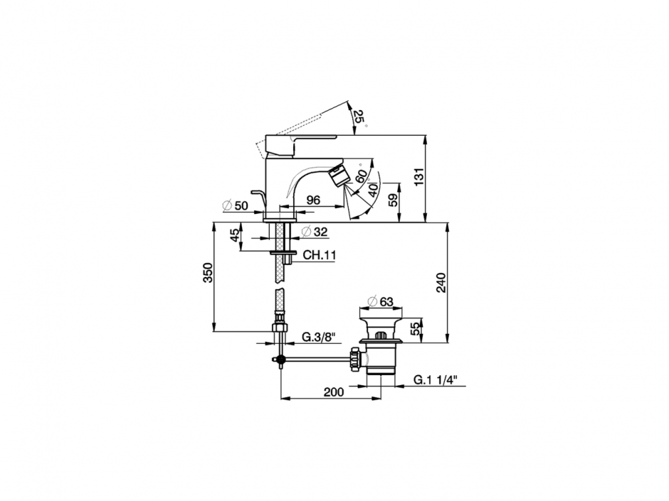 Смеситель для биде Cisal Tender C2000550 ФОТО