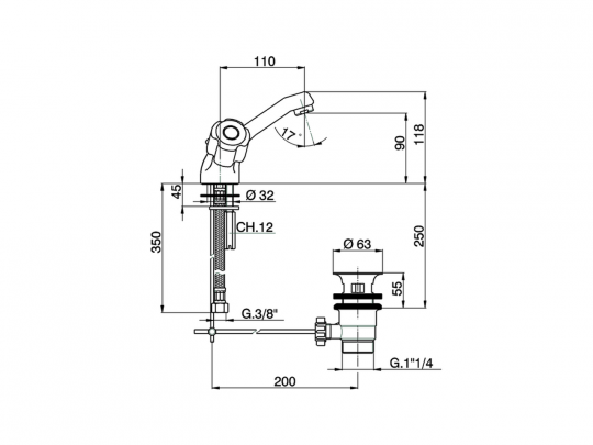 Смеситель для раковины Cisal Tr TR000540/TR000518 схема 4