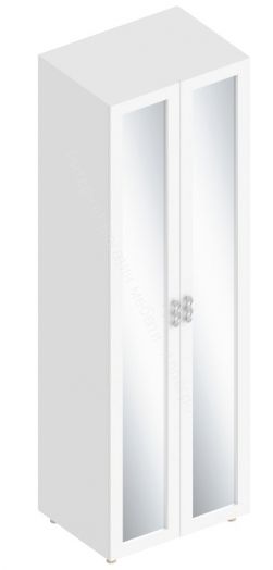 Шкаф 2-ств. с 2-мя отделениями с зеркалом "Сандра" Белый лофт
