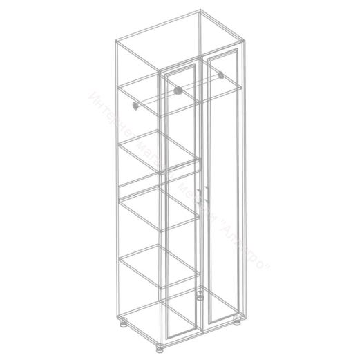 Шкаф 2-ств. с 2-мя отделениями с зеркалом "Сандра" Белый лофт