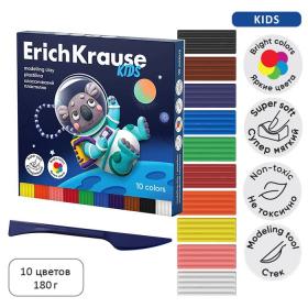 Пластилин 10 цветов, 180 г, ErichKrause "Kids Space Animals", со стеком, в картонной упаковке