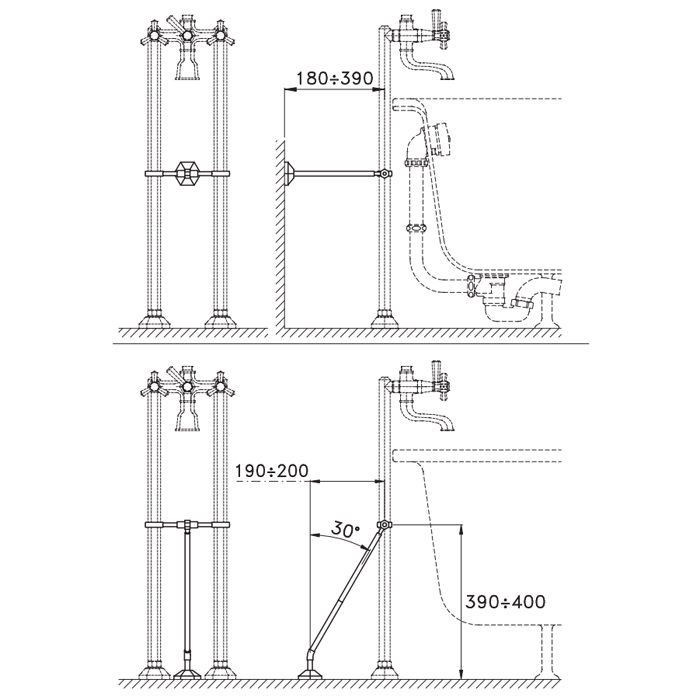 Изображение Труба напольного смесителя для ванны 275 Stella Eccelsa