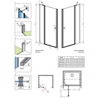 Распашная дверь Radaway Eos DWJ II для душевого уголка 120 см схема 2
