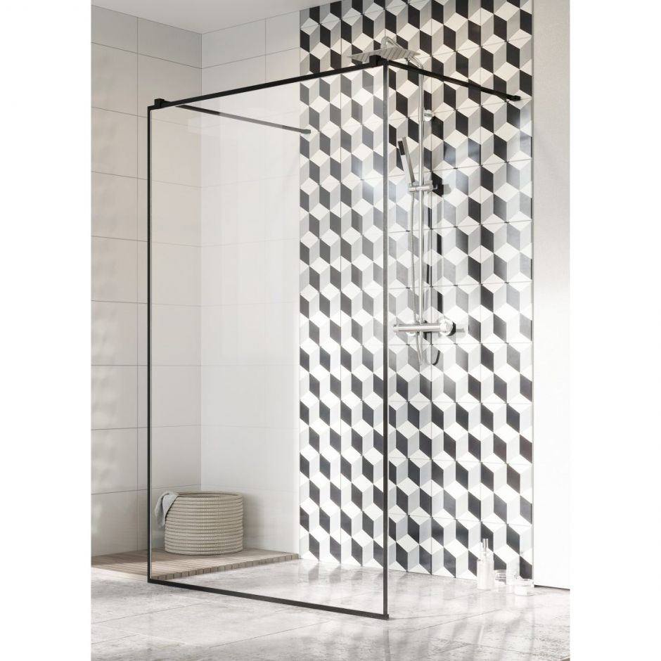 Изображение Стеклянная душевая перегородка Walk-in Radaway Modo New Black I Frame с черным профилем 130х200 см