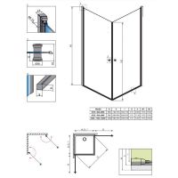 Стеклянный распашной душевой уголок Radaway Eos KDD I 80х80 см схема 2