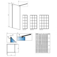 Душевой уголок типа Walk-in Radaway Modo New Black II Factory из стекла 8 мм 80 х 200 см схема 2