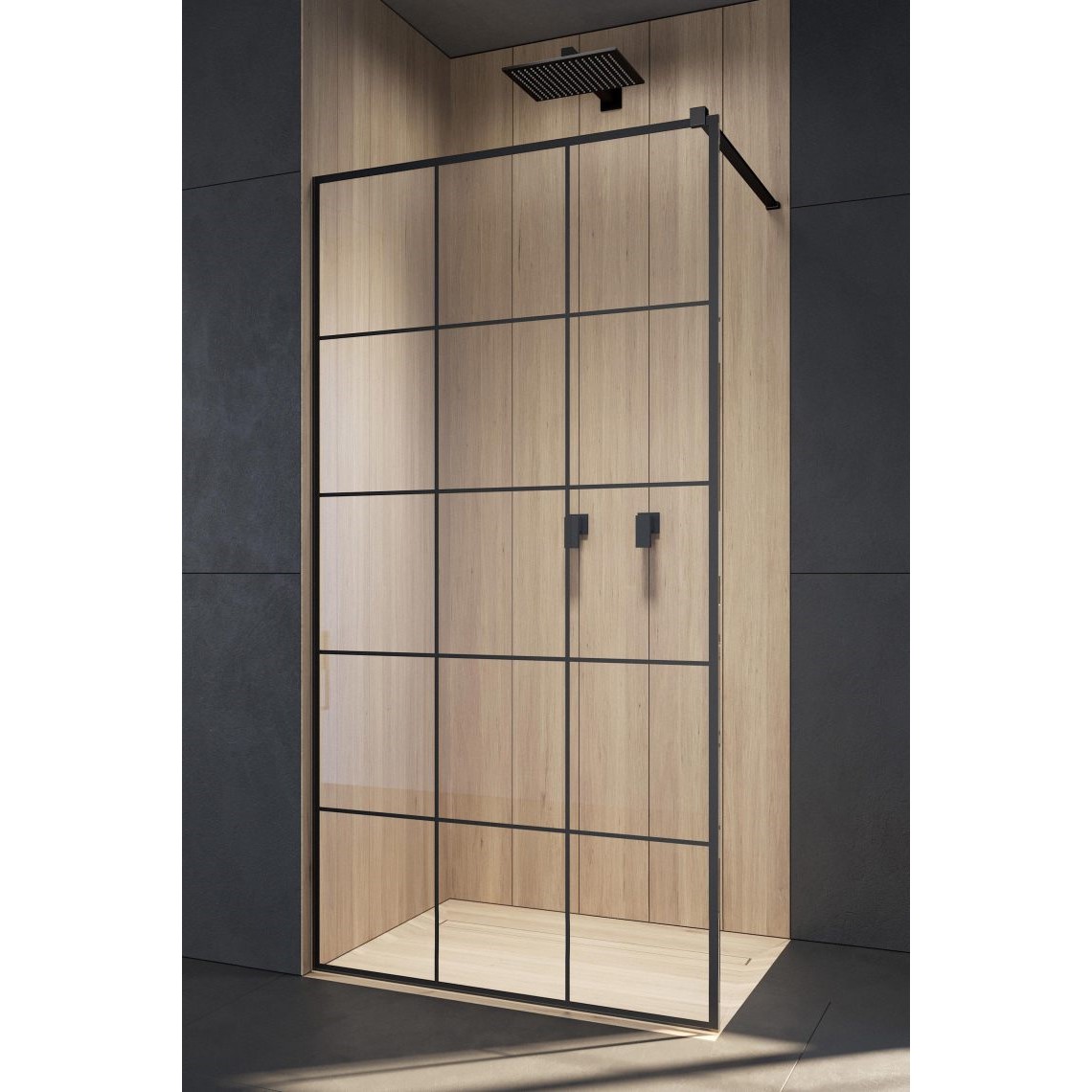 Фото Душевой уголок типа Walk-in Radaway Modo New Black II Factory из стекла 8 мм 130 х 200 см