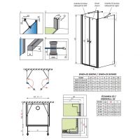 Двухдверный пристенный душевой уголок Radaway Eos DWD+2S 90х80 см схема 2