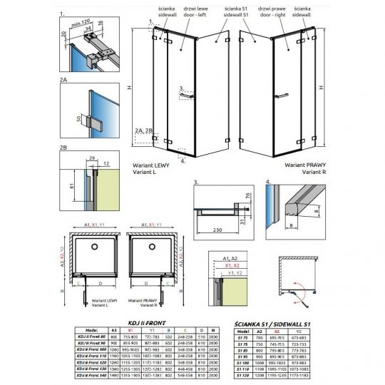 Хромированный душевой уголок Radaway Arta KDJ II 110х80 см схема 2