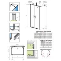 Пристенное закрытое душевое ограждение Radaway Nes 8 DWD+2S двухдверное 80х100  см схема 2